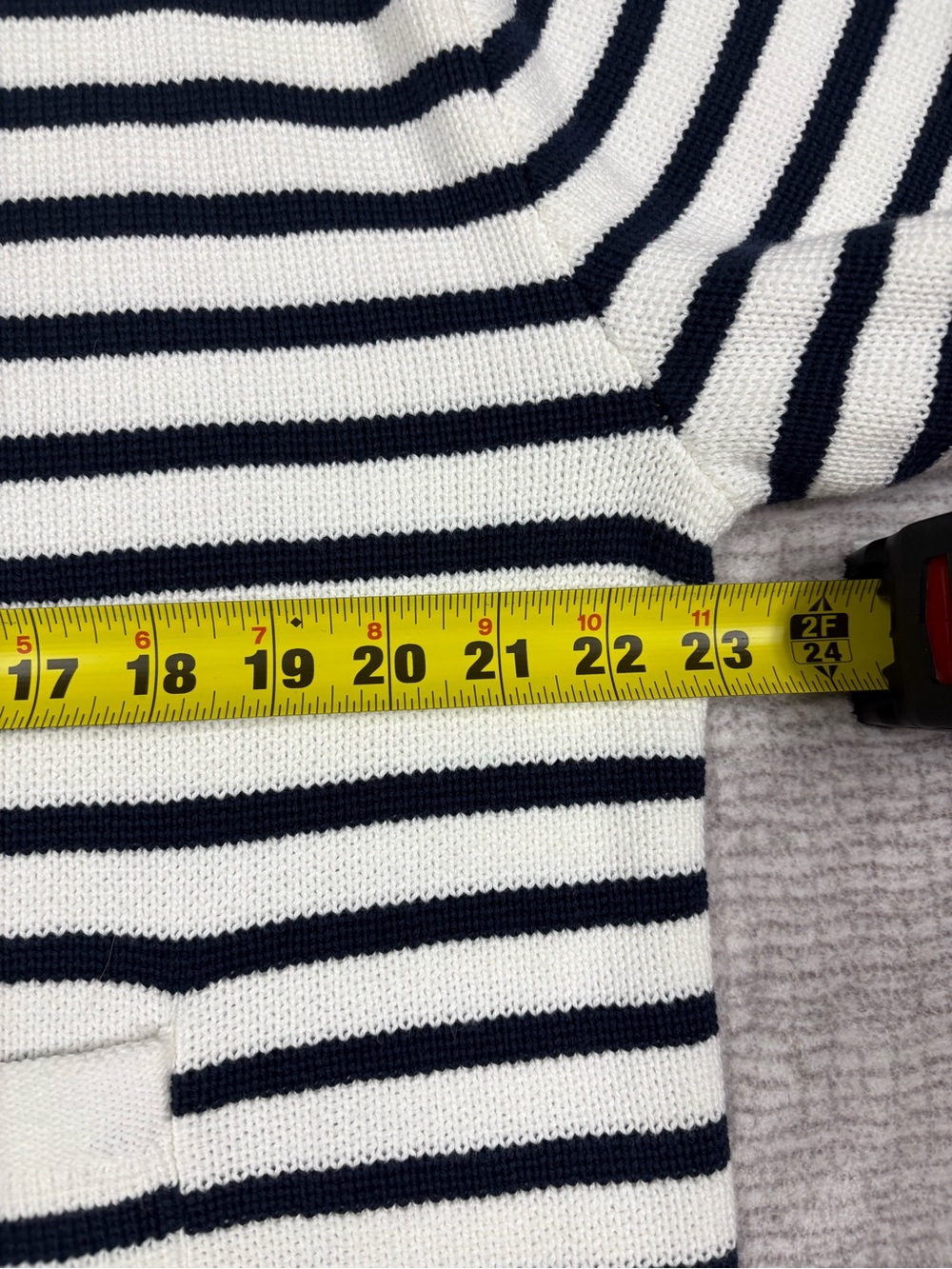J. Crew Relaxed Emilie Sweater Jacket Natural Navy Stripe Cardigan XL Boxy - Picture 5 of 10